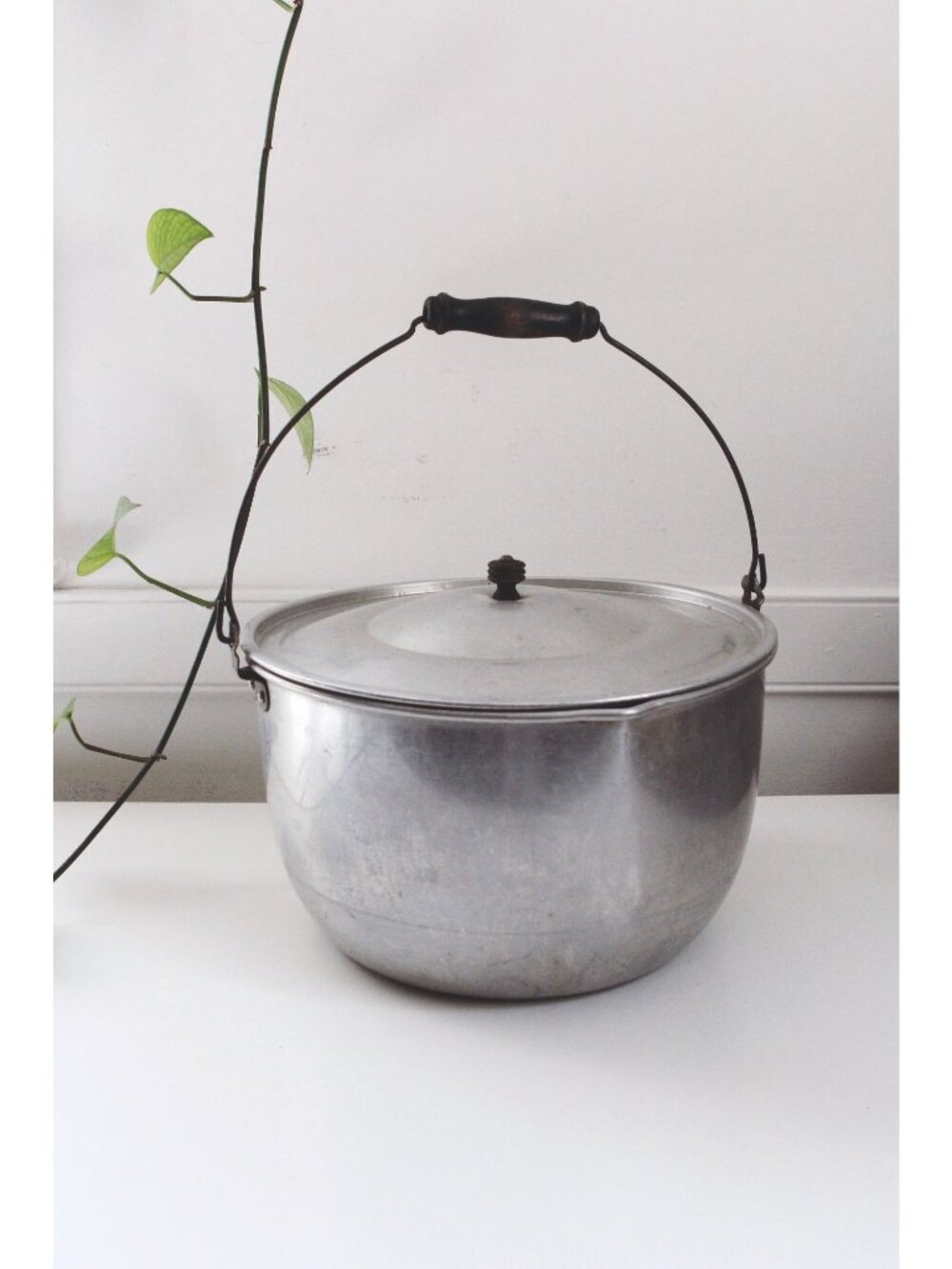 Vintage Jewel Aluminum Pot With Lid & Wooden Handle - Made In Ohio USA